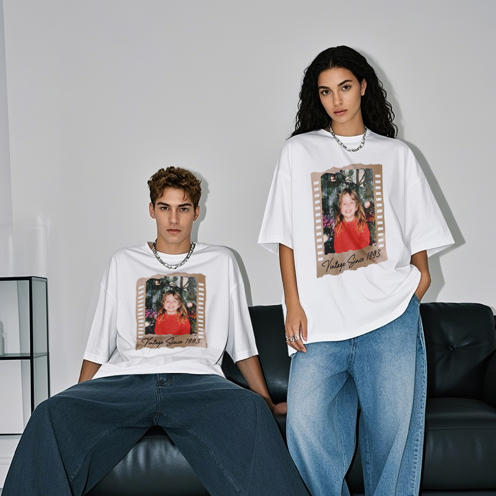 Personalized Photo Vintage T-Shirt Film Retro Style T Shirt Personalized Photo T Shirt Vintage Gift Idea - MyFaceSocksAU