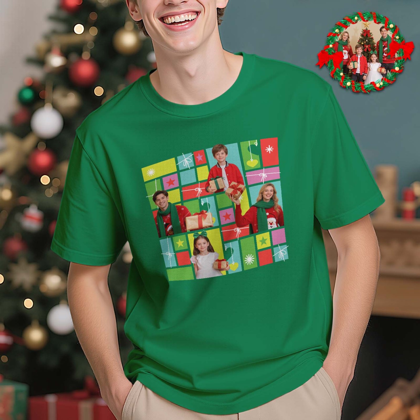 Custom Multi-image Photo T-shirts Personalized Christmas Gift for Family and Friends - MyFaceSocksAU