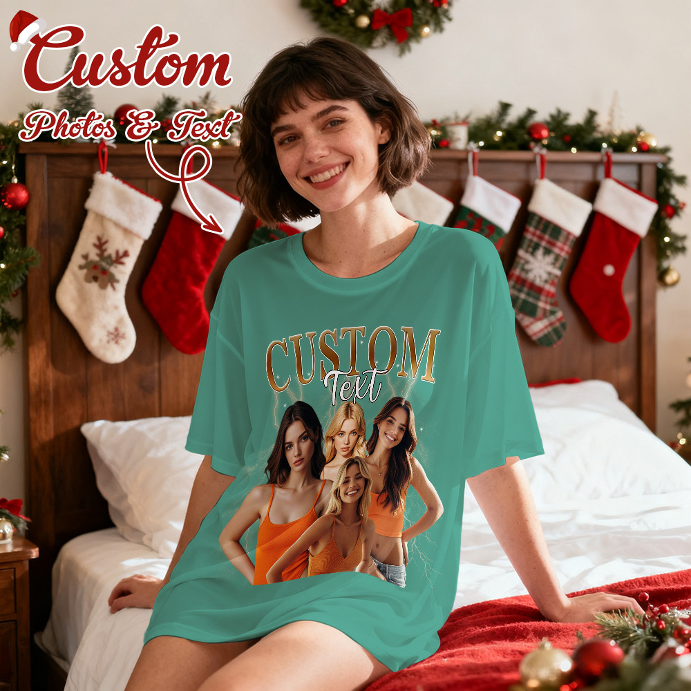 Christmas Gifts Custom Vintage Bootleg Shirt Cotton Photo Name Personalized Shirt Custom T Shirts 90's Tee - MyFaceSocksAU