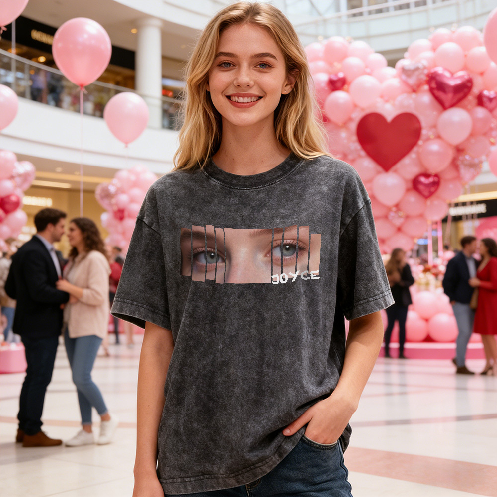 Valentine Gifts Custom Eyes Shirt Girlfriend Eyes Tee Personalized Photo and Name for Lovers