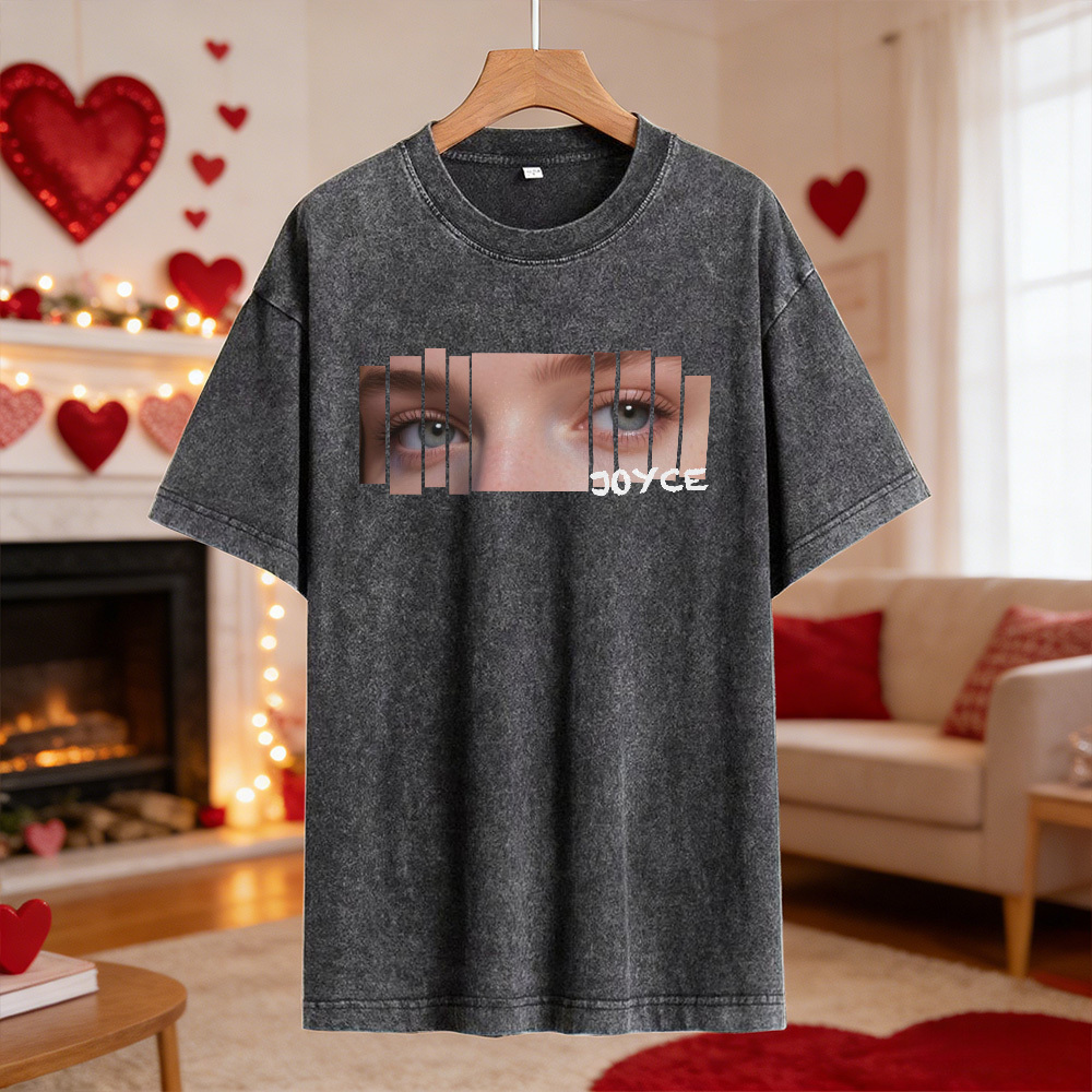 Valentine Gifts Custom Eyes Shirt Girlfriend Eyes Tee Personalized Photo and Name for Lovers