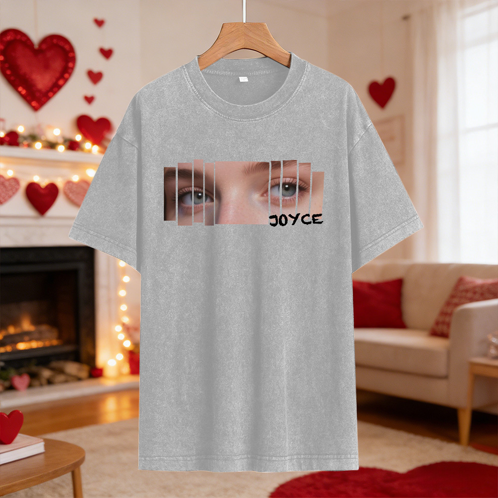 Valentine Gifts Custom Eyes Shirt Girlfriend Eyes Tee Personalized Photo and Name for Lovers