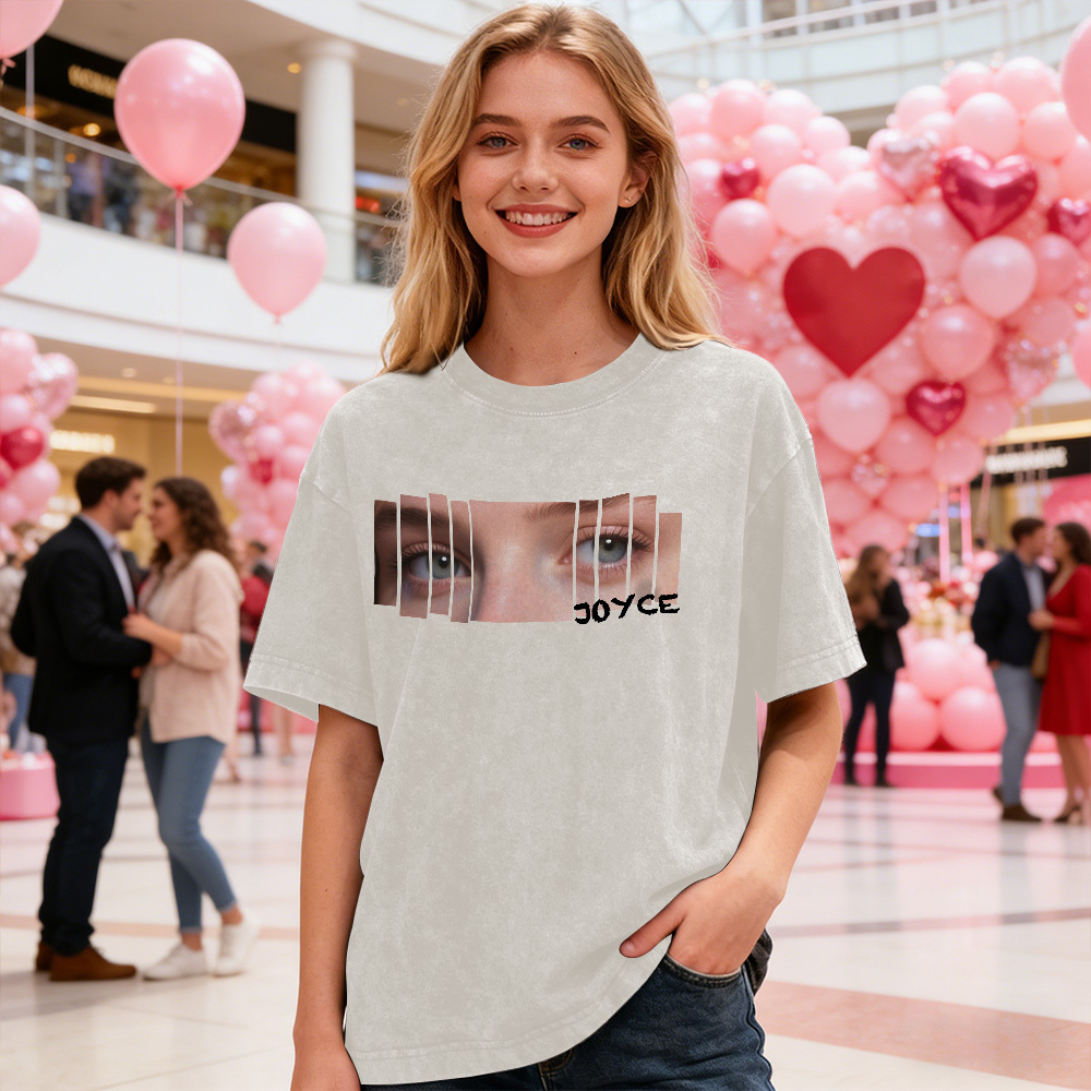 Valentine Gifts Custom Eyes Shirt Girlfriend Eyes Tee Personalized Photo and Name for Lovers