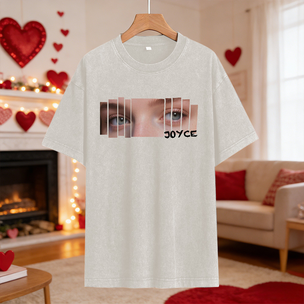 Valentine Gifts Custom Eyes Shirt Girlfriend Eyes Tee Personalized Photo and Name for Lovers
