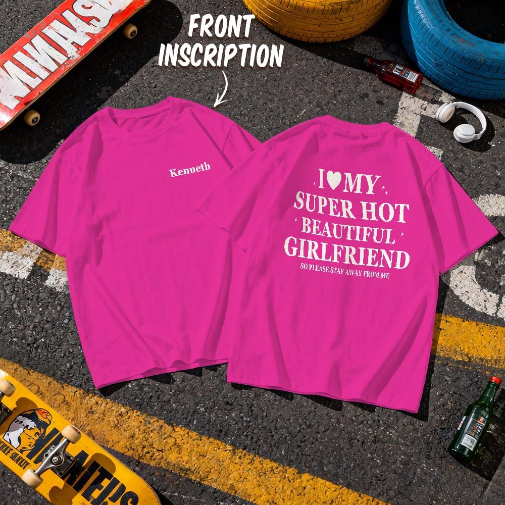 Custom Vintage Bootleg Shirt Cotton Name Personalized Shirt Custom T Shirts 90's Tee I Love My Girlfriend - MyFaceSocksAU