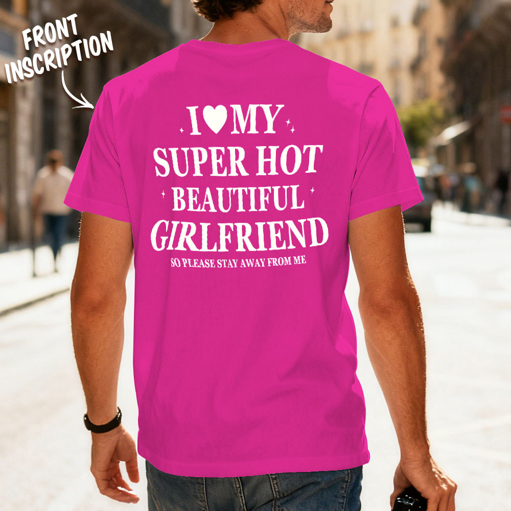 Custom Vintage Bootleg Shirt Cotton Name Personalized Shirt Custom T Shirts 90's Tee I Love My Girlfriend - MyFaceSocksAU