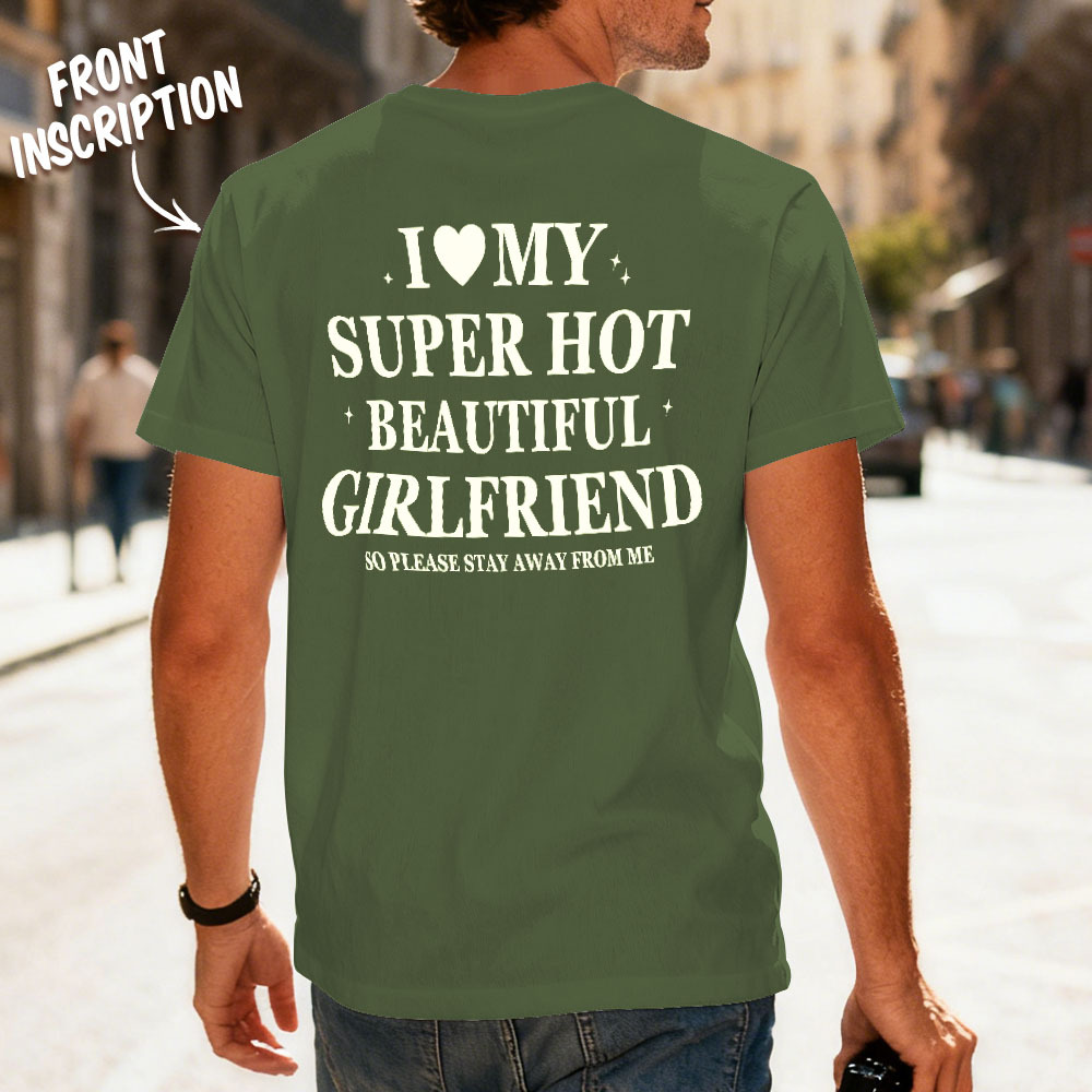 Custom Vintage Bootleg Shirt Cotton Name Personalized Shirt Custom T Shirts 90's Tee I Love My Girlfriend - MyFaceSocksAU