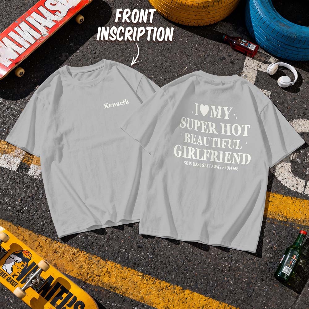 Custom Vintage Bootleg Shirt Cotton Name Personalized Shirt Custom T Shirts 90's Tee I Love My Girlfriend - MyFaceSocksAU