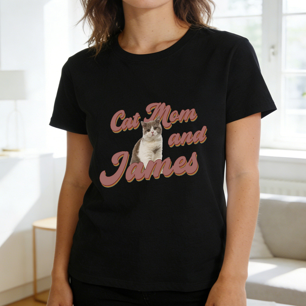 Custom Photo And Text T-Shirt Personalized Pet Face Shirt Custom Pet Portrait T-Shirt Gift for Pet Lovers - MyFaceSocksAU