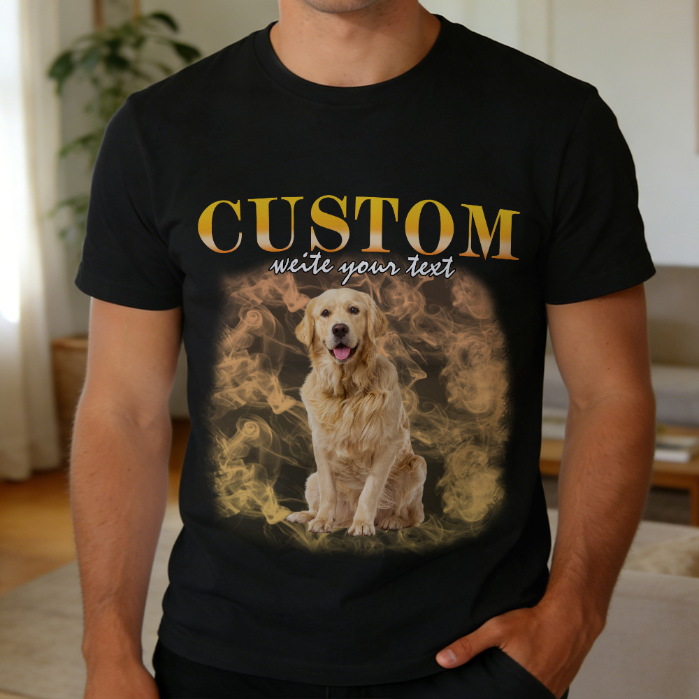 Custom Photo T-Shirt Personalized Vintage Style Pet Face T-Shirt Gift For Pet Lover - MyFaceSocksAU