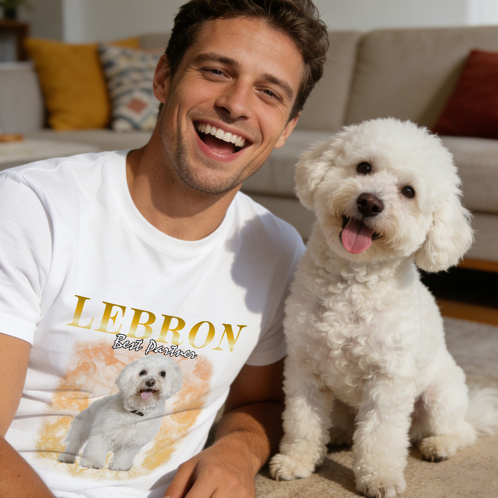 Custom Photo T-Shirt Personalized Vintage Style Pet Face T-Shirt Gift For Pet Lover - MyFaceSocksAU