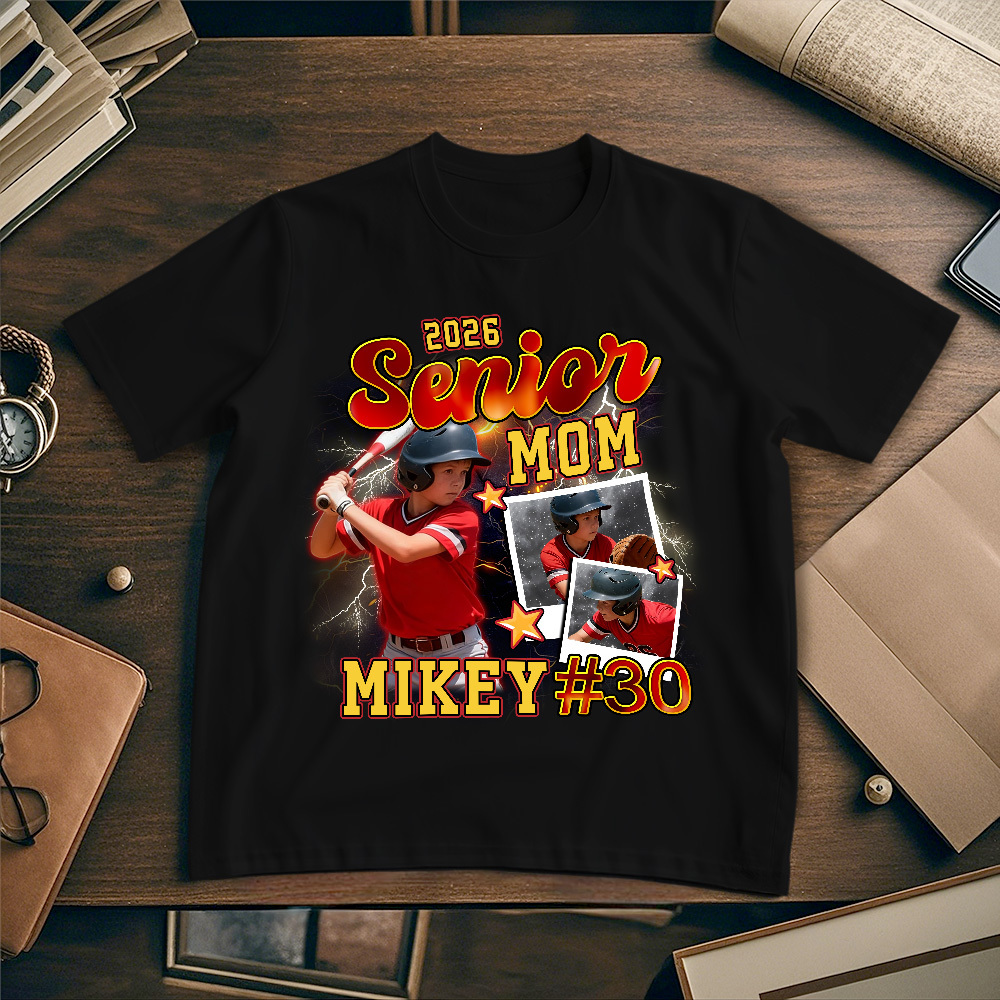 Personalized Photo T-Shirt Custom Black Number And Photo Sports Style Tee Gift for Fans - MyFaceSocksAU