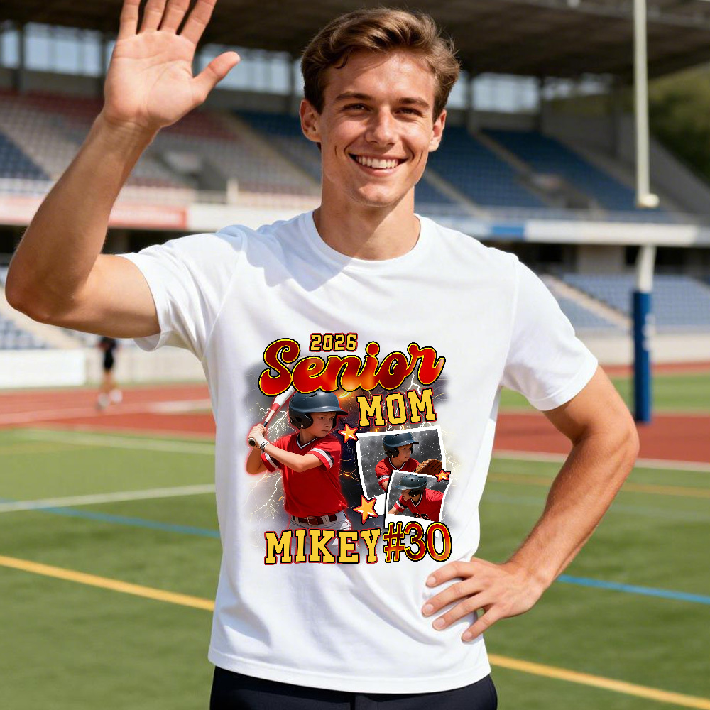 Personalized Photo T-Shirt Custom White Number And Photo Sports Style Tee Gift for Fans - MyFaceSocksAU