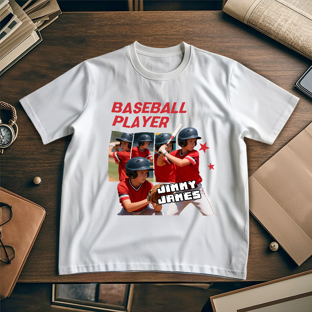 Personalized Photo T-Shirt Custom White Number And Photo Sports Style Tee Gift for Fans - MyFaceSocksAU