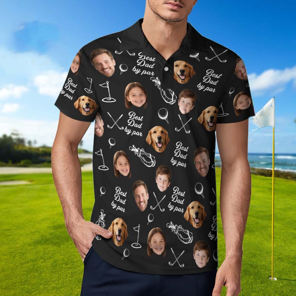 Dad By Par Custom Face Golfer; Short Sleeve Golf Shirt Gift For Husband, Father - MyFaceSocksAU