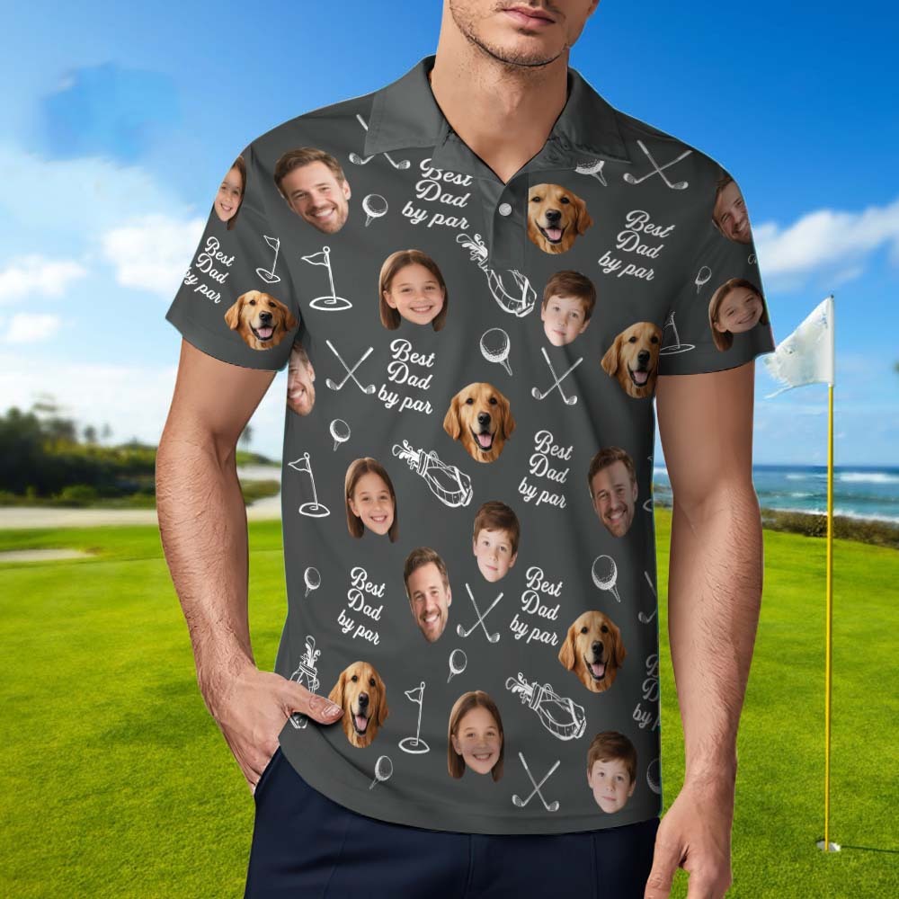 Dad By Par Custom Face Golfer; Short Sleeve Golf Shirt Gift For Husband, Father - MyFaceSocksAU