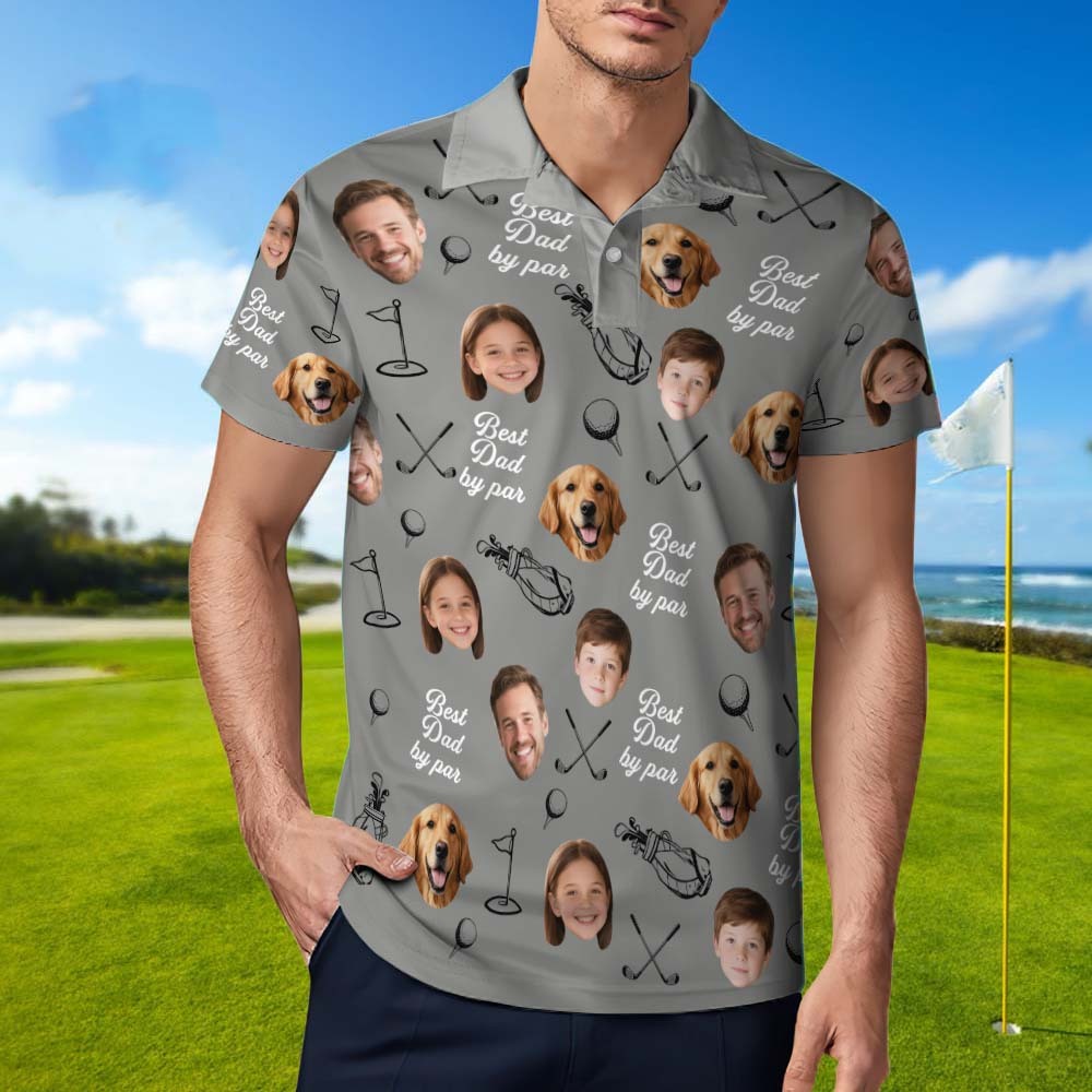 Dad By Par Custom Face Golfer; Short Sleeve Golf Shirt Gift For Husband, Father - MyFaceSocksAU