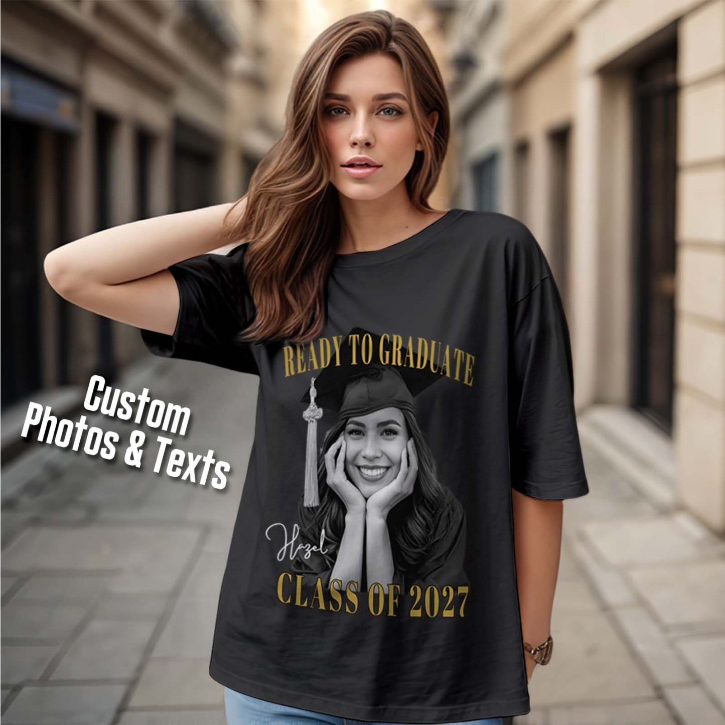 Custom Photo Ready To Graduate Class Of 2027 Comfort Shirt - MyFaceSocksAU