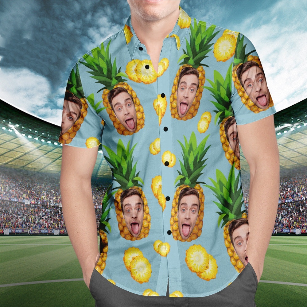 Custom Printed Hawaiian Shirt for Fans Personalized Face and Text Hawaiian Shirt Gift for fans - Funny Pineapple