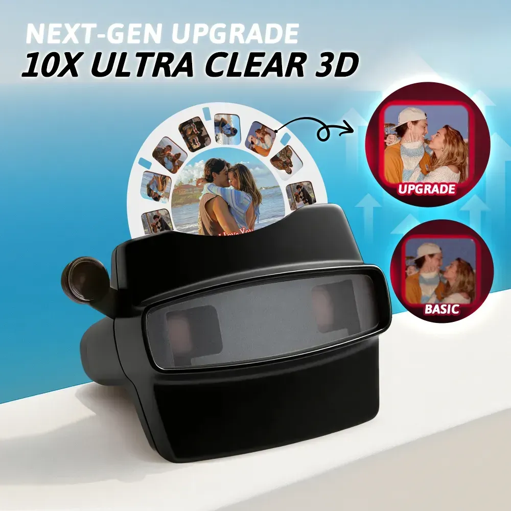 Custom 3D Viewfinder and Reel  Personalized Pink Christmas Gift with Your Own Photos Text and Photo Viewer Multiple Films Available Red Viewfinder - MyFaceSocksAU
