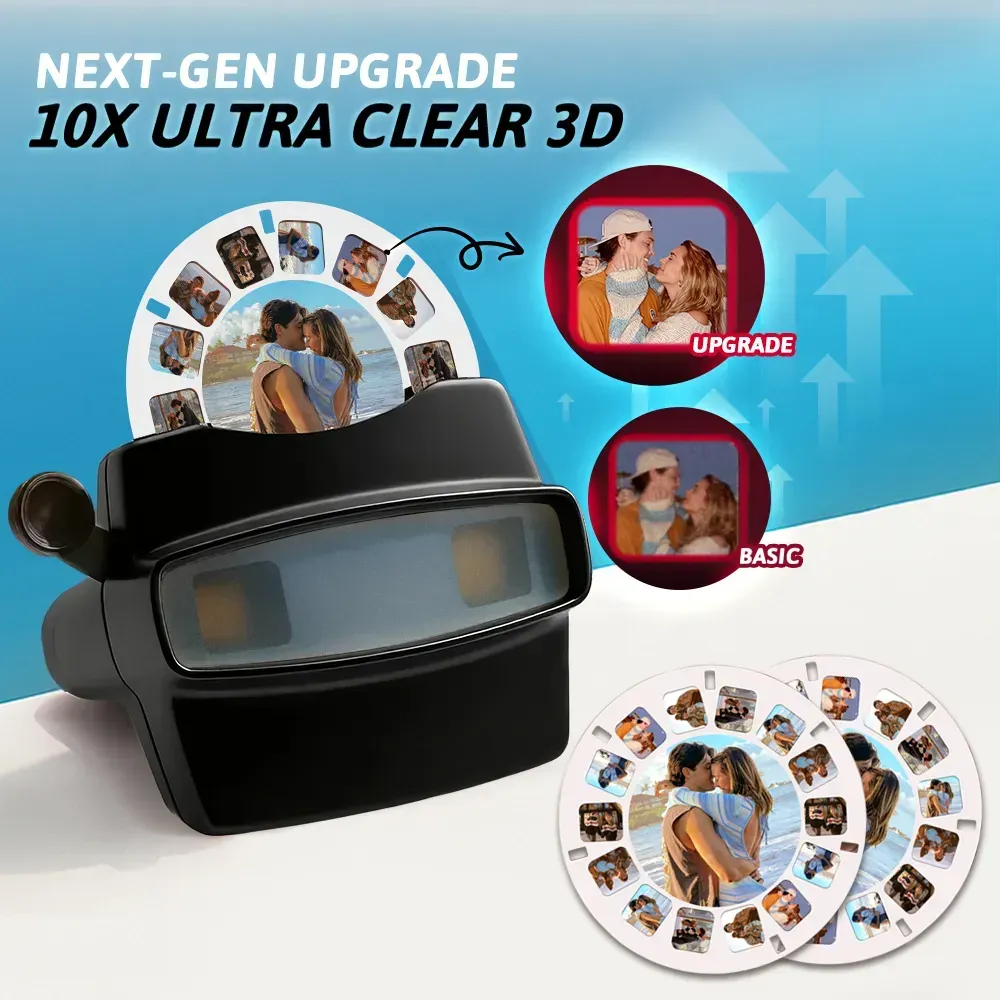 Custom 3D Viewfinder and Reel  Personalized Pink Christmas Gift with Your Own Photos Text and Photo Viewer Multiple Films Available Red Viewfinder - MyFaceSocksAU