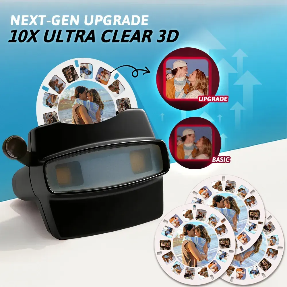Custom 3D Viewfinder and Reel  Personalized Pink Christmas Gift with Your Own Photos Text and Photo Viewer Multiple Films Available Red Viewfinder - MyFaceSocksAU