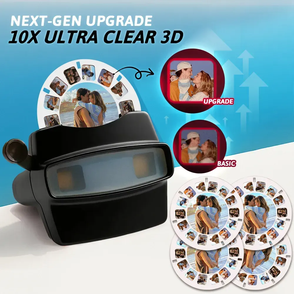 Custom 3D Viewfinder and Reel  Personalized Pink Christmas Gift with Your Own Photos Text and Photo Viewer Multiple Films Available Red Viewfinder - MyFaceSocksAU