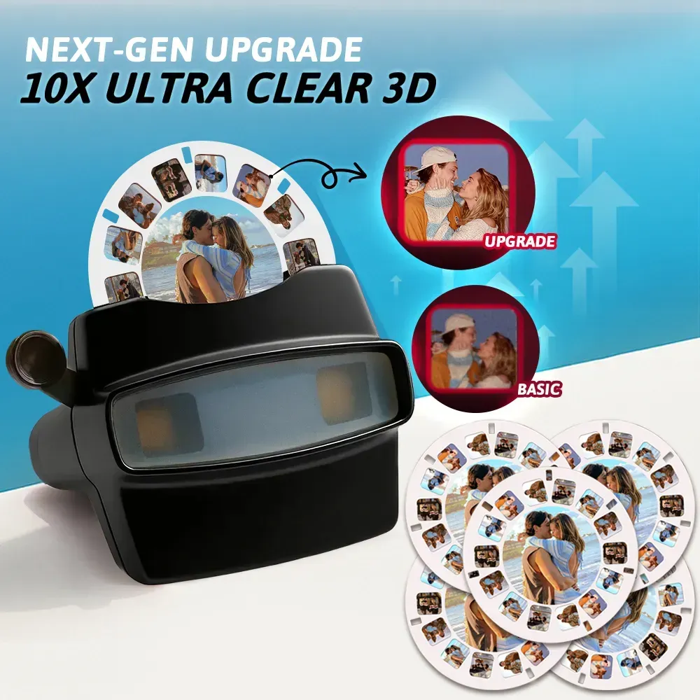 Custom 3D Viewfinder and Reel  Personalized Pink Christmas Gift with Your Own Photos Text and Photo Viewer Multiple Films Available Red Viewfinder - MyFaceSocksAU