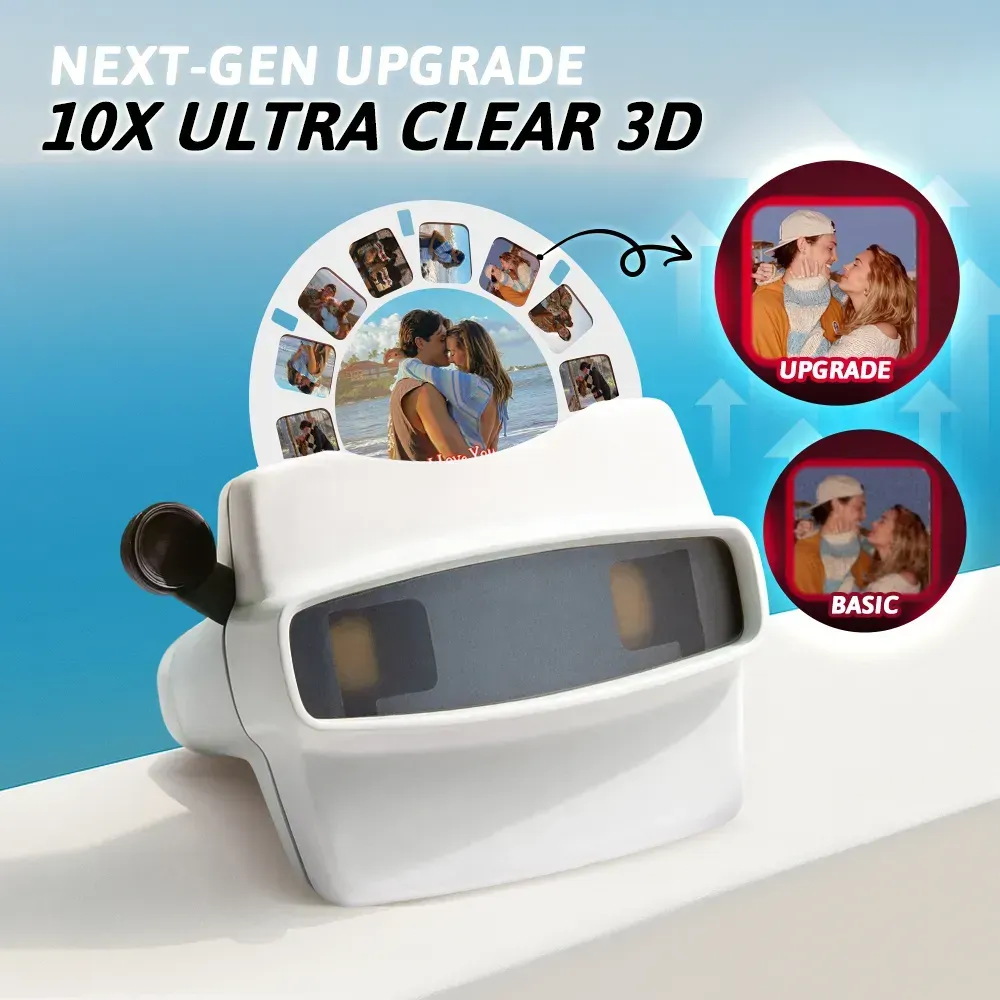 Custom 3D Viewfinder and Reel  Personalized Pink Christmas Gift with Your Own Photos Text and Photo Viewer Multiple Films Available Red Viewfinder - MyFaceSocksAU