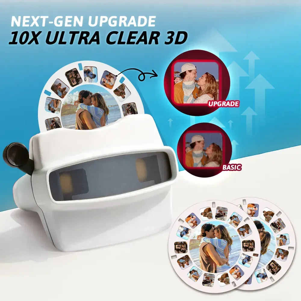 Custom 3D Viewfinder and Reel  Personalized Pink Christmas Gift with Your Own Photos Text and Photo Viewer Multiple Films Available Red Viewfinder - MyFaceSocksAU