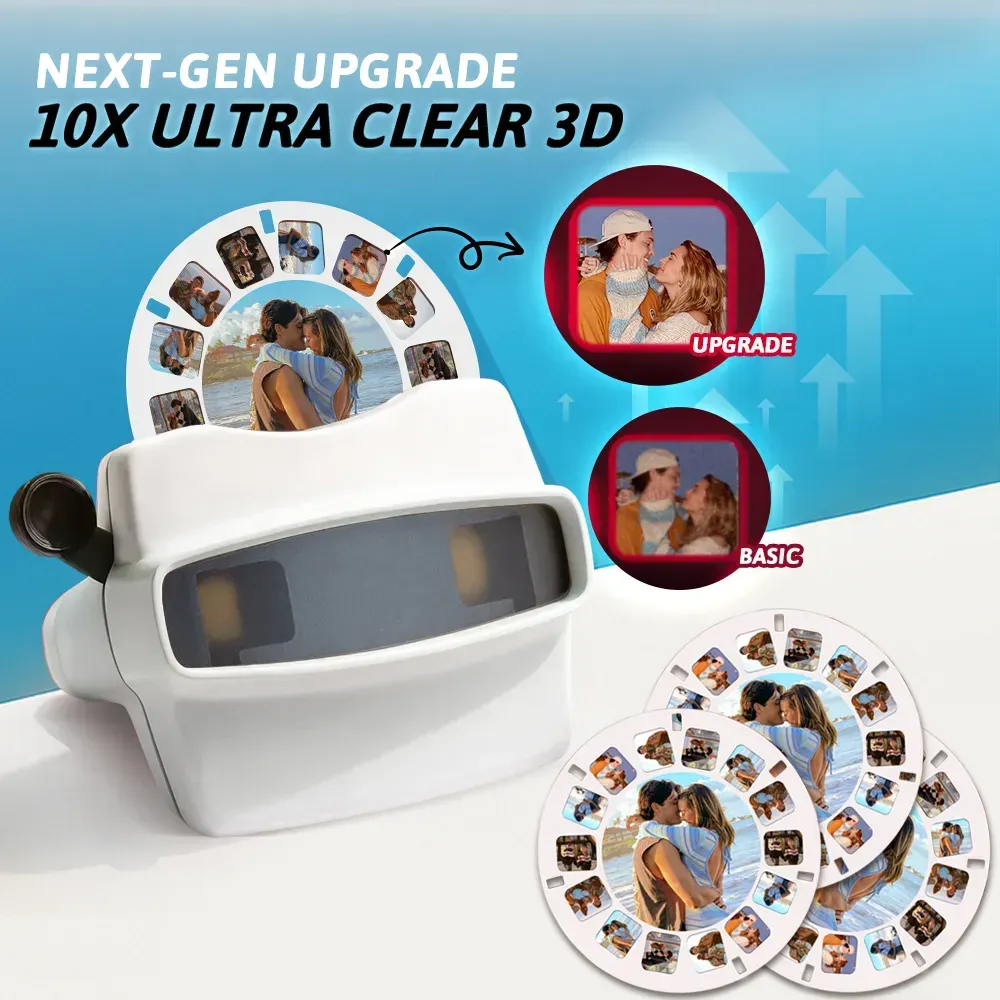 Custom 3D Viewfinder and Reel  Personalized Pink Christmas Gift with Your Own Photos Text and Photo Viewer Multiple Films Available Red Viewfinder - MyFaceSocksAU