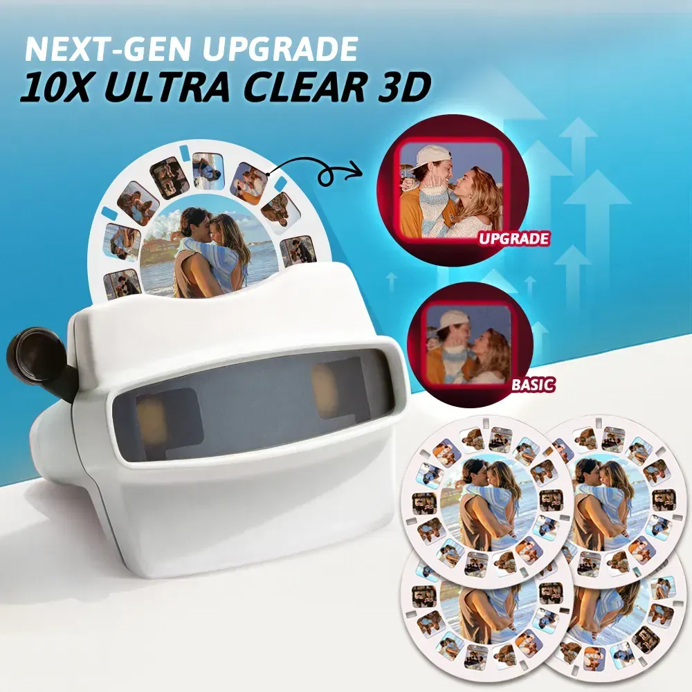Custom 3D Viewfinder and Reel  Personalized Pink Christmas Gift with Your Own Photos Text and Photo Viewer Multiple Films Available Red Viewfinder - MyFaceSocksAU