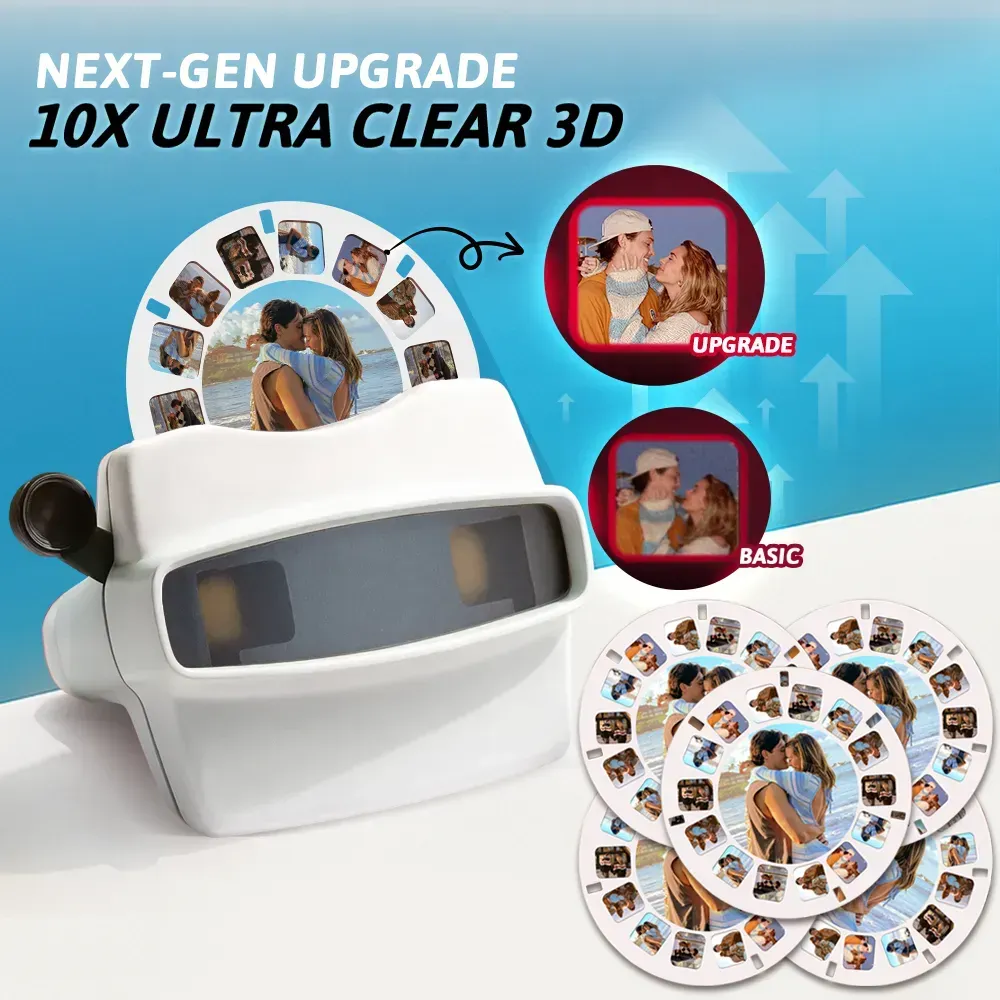 Custom 3D Viewfinder and Reel  Personalized Pink Christmas Gift with Your Own Photos Text and Photo Viewer Multiple Films Available Red Viewfinder - MyFaceSocksAU