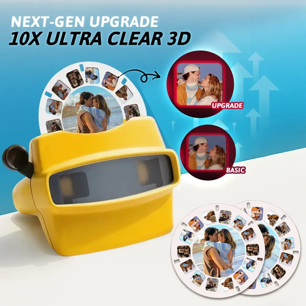 Custom 3D Viewfinder and Reel  Personalized Pink Christmas Gift with Your Own Photos Text and Photo Viewer Multiple Films Available Red Viewfinder - MyFaceSocksAU