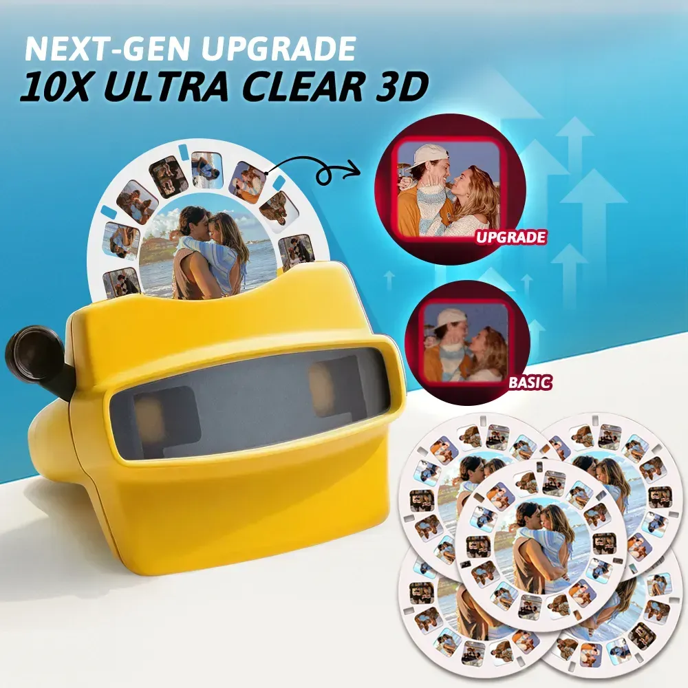 Custom 3D Viewfinder and Reel  Personalized Pink Christmas Gift with Your Own Photos Text and Photo Viewer Multiple Films Available Red Viewfinder - MyFaceSocksAU