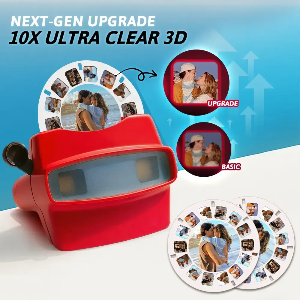 Custom 3D Viewfinder and Reel  Personalized Pink Christmas Gift with Your Own Photos Text and Photo Viewer Multiple Films Available Red Viewfinder - MyFaceSocksAU