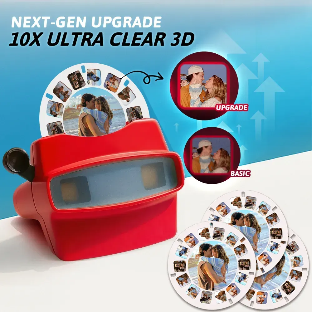 Custom 3D Viewfinder and Reel  Personalized Pink Christmas Gift with Your Own Photos Text and Photo Viewer Multiple Films Available Red Viewfinder - MyFaceSocksAU