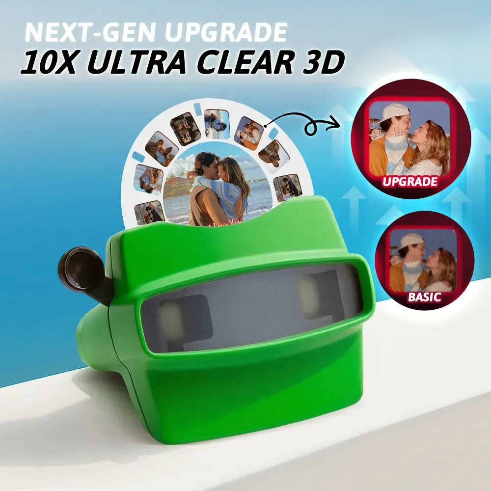 Custom 3D Viewfinder and Reel  Personalized Pink Christmas Gift with Your Own Photos Text and Photo Viewer Multiple Films Available Red Viewfinder - MyFaceSocksAU