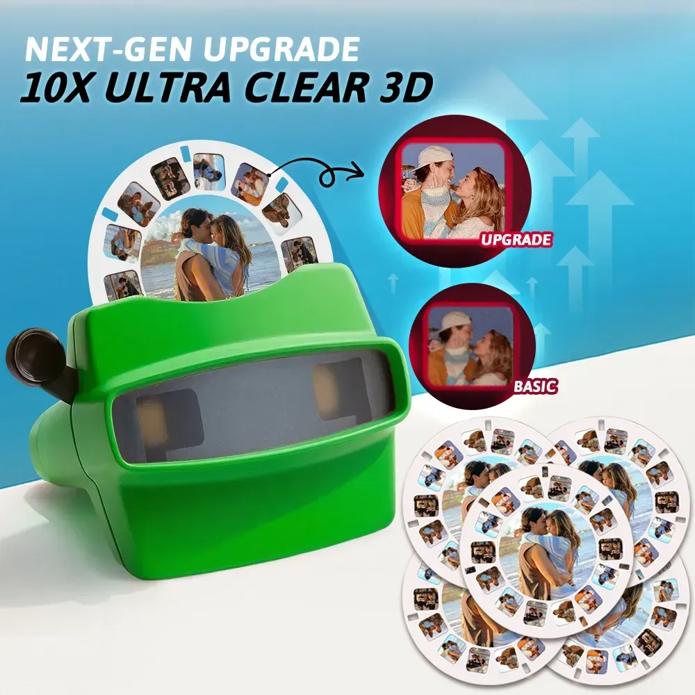 Custom 3D Viewfinder and Reel  Personalized Pink Christmas Gift with Your Own Photos Text and Photo Viewer Multiple Films Available Red Viewfinder - MyFaceSocksAU