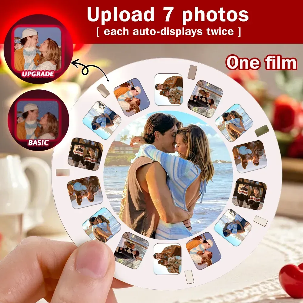 Custom 3D Viewfinder and Reel  Personalized Pink Christmas Gift with Your Own Photos Text and Photo Viewer Multiple Films Available Red Viewfinder - MyFaceSocksAU