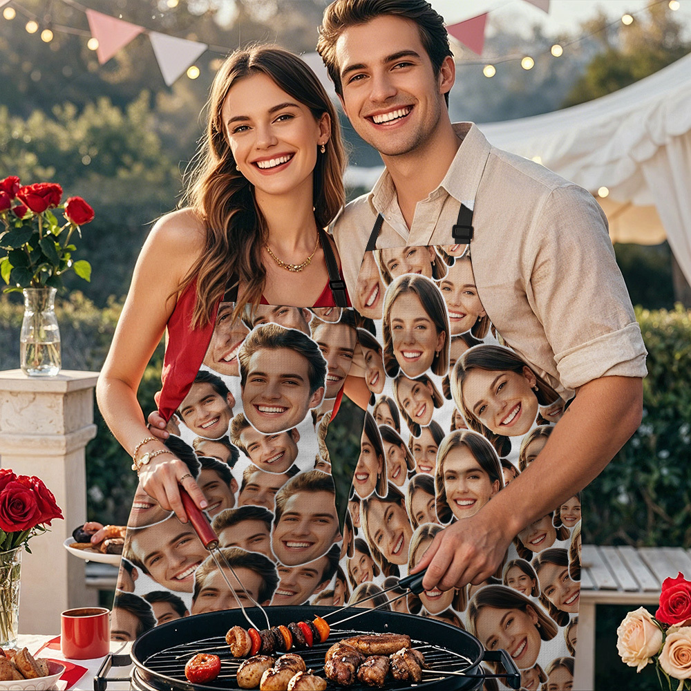 Custom Cooking Baking Crew Personalized Apro Personalised Mash Face Chef Apron, Head Chef Cooking Gifts - MyFaceSocksAU