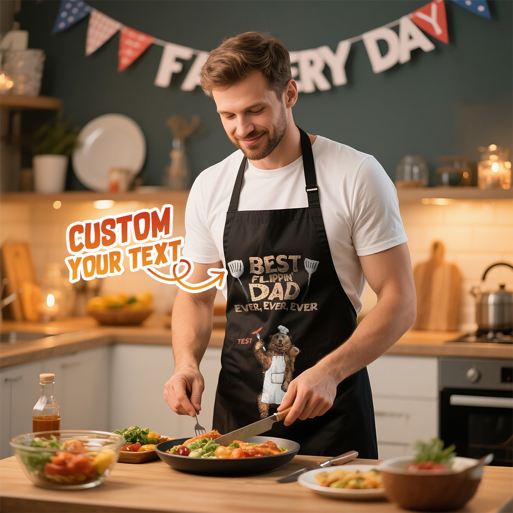 Custom Photo Hot Grill Cool Dad Family Personalized Custom Apron Gift For Dad Grandpa - MyFaceSocksAU