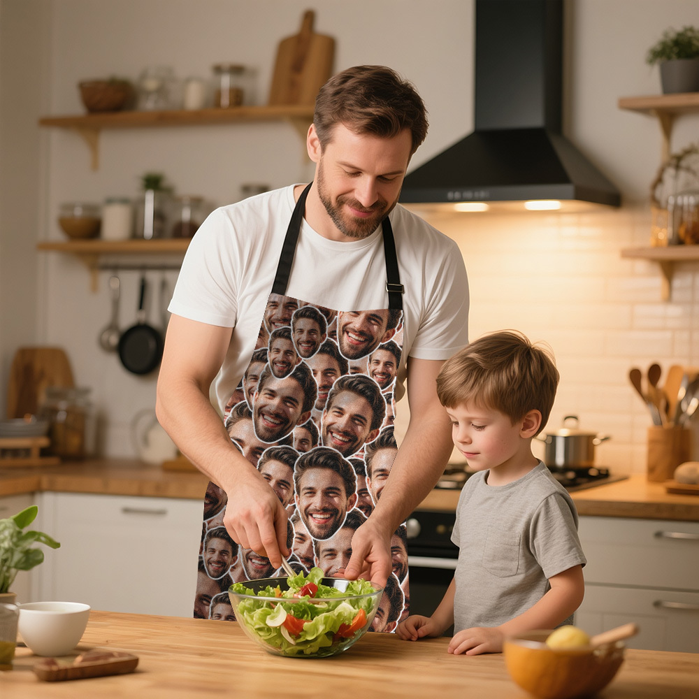 Custom Face Photo Mash Apron Fathers Day Apron Gift