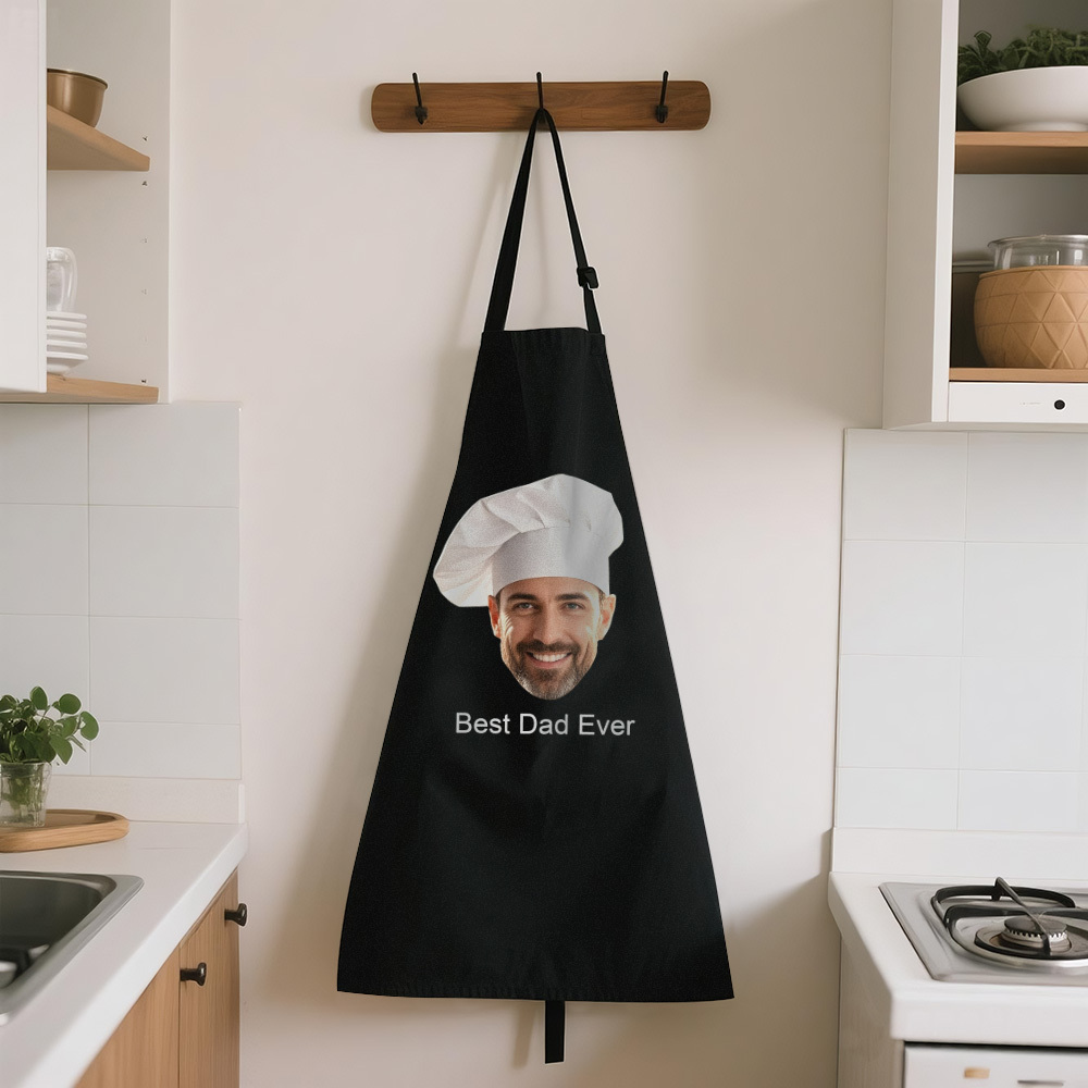 Custom Face Photo Apron Personalized Best Dad Ever Chef Hat Apron Gift For Dad Gradnpa