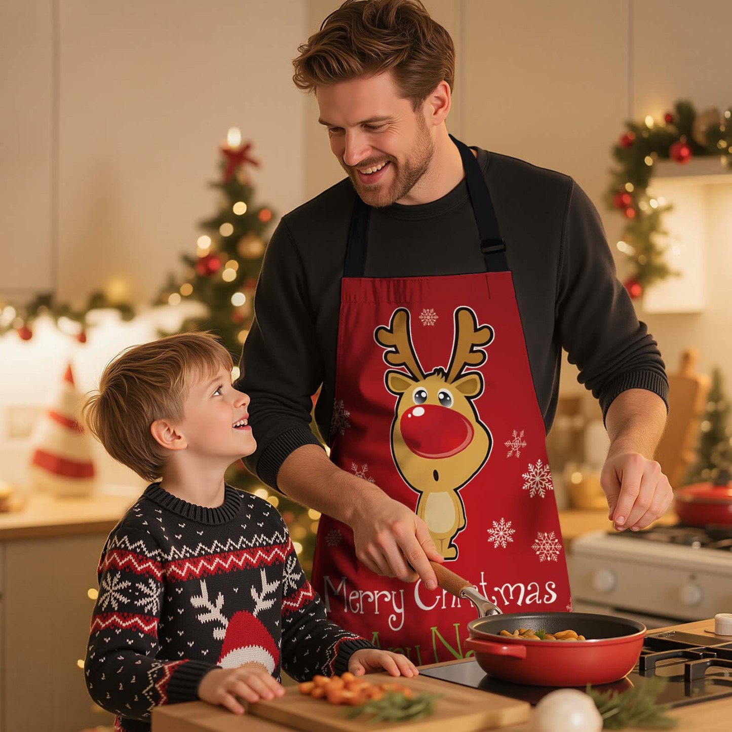 Custom Chrismtas Photo Apron Merry Christmas Photo Apron Gift Santa Gift Idea - MyFaceSocksAU