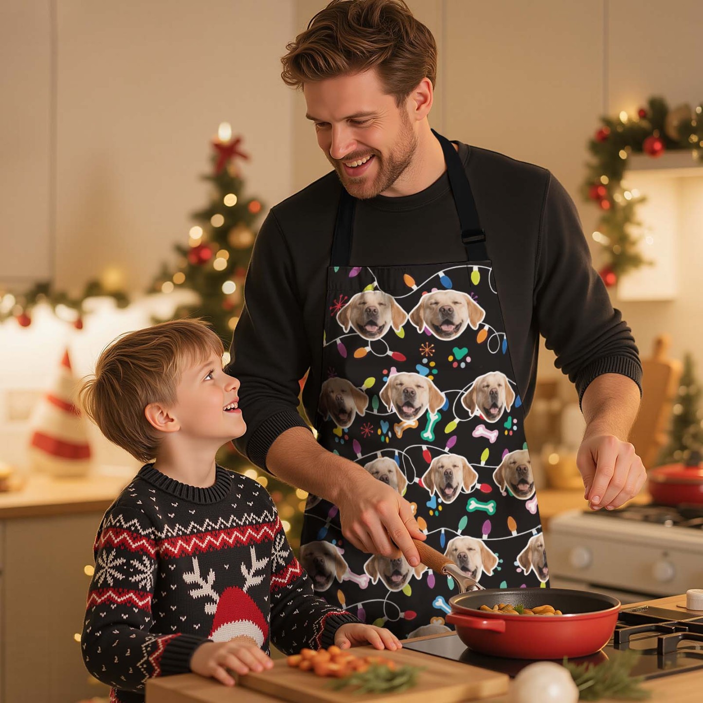 Custom Chrismtas Photo Apron Merry Christmas Photo Apron Gift Santa Gift Idea - MyFaceSocksAU