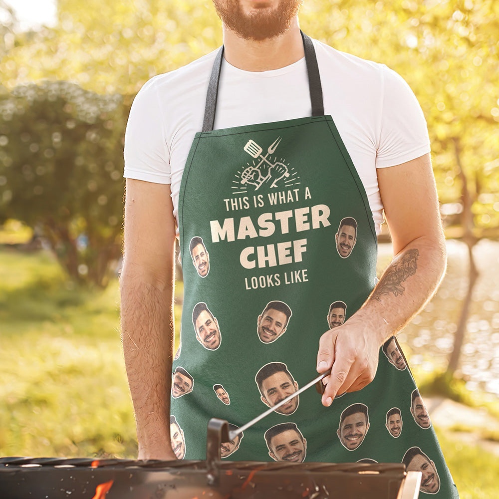Custom Face Kitchen Apron Father's Day Gifts - THIS IS WHAT A MASTER CHEF LOOKS LIKE