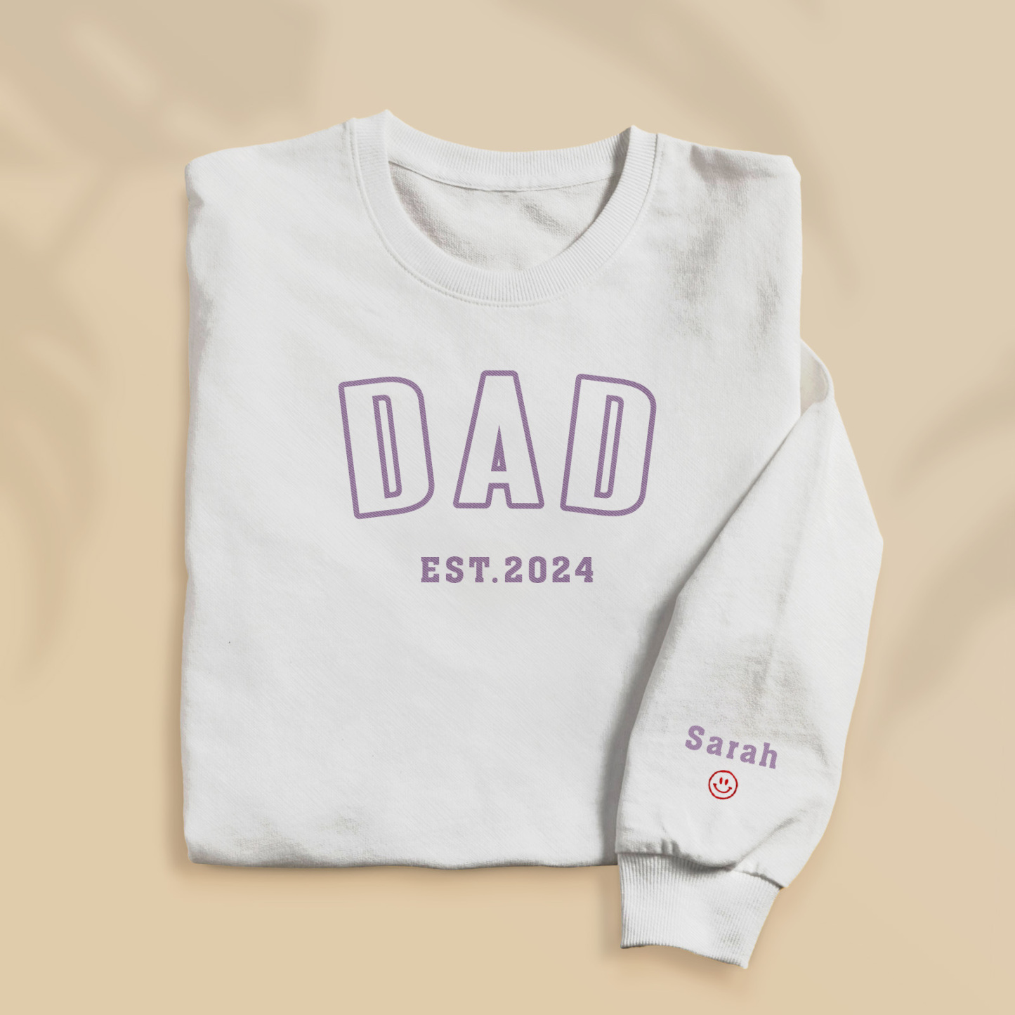 Custom Embroidered Sweatshirt, Name On Sleeve With Heart, Grandpa Shirt With Date, Daddy Est Year Shirt, Gift For New Dad, Father's Day Gift-MyFaceSocksAu