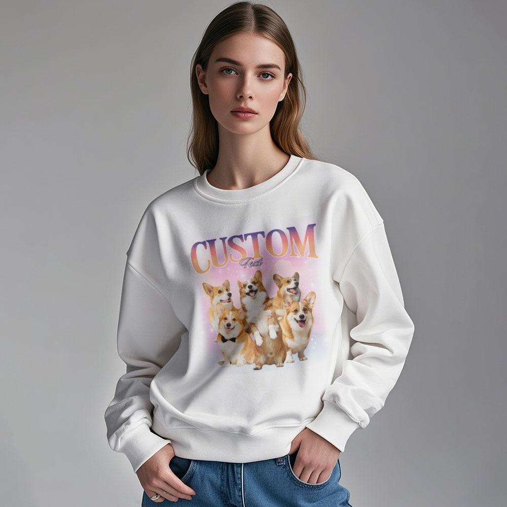 Custom Pets Photo and Text Hoodie Personalized Photo Gift Unisex Personality Vintage Lightning Sweatshirt - MyFaceSocksAU