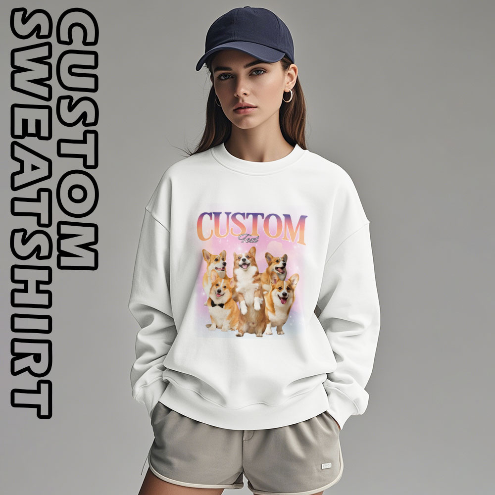 Custom Pets Photo and Text Hoodie Personalized Photo Gift Unisex Personality Vintage Lightning Sweatshirt - MyFaceSocksAU
